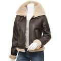 Women's Brown Sheepskin Aviator Jacket – Ennis