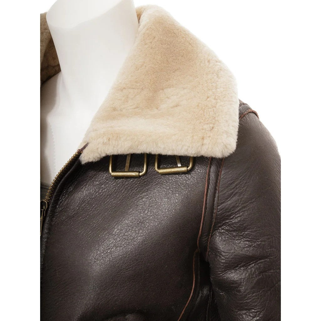 Women's Brown Sheepskin Aviator Jacket – Ennis