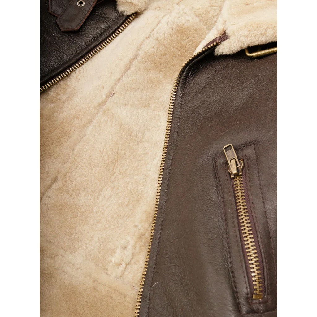Women's Brown Sheepskin Aviator Jacket – Ennis