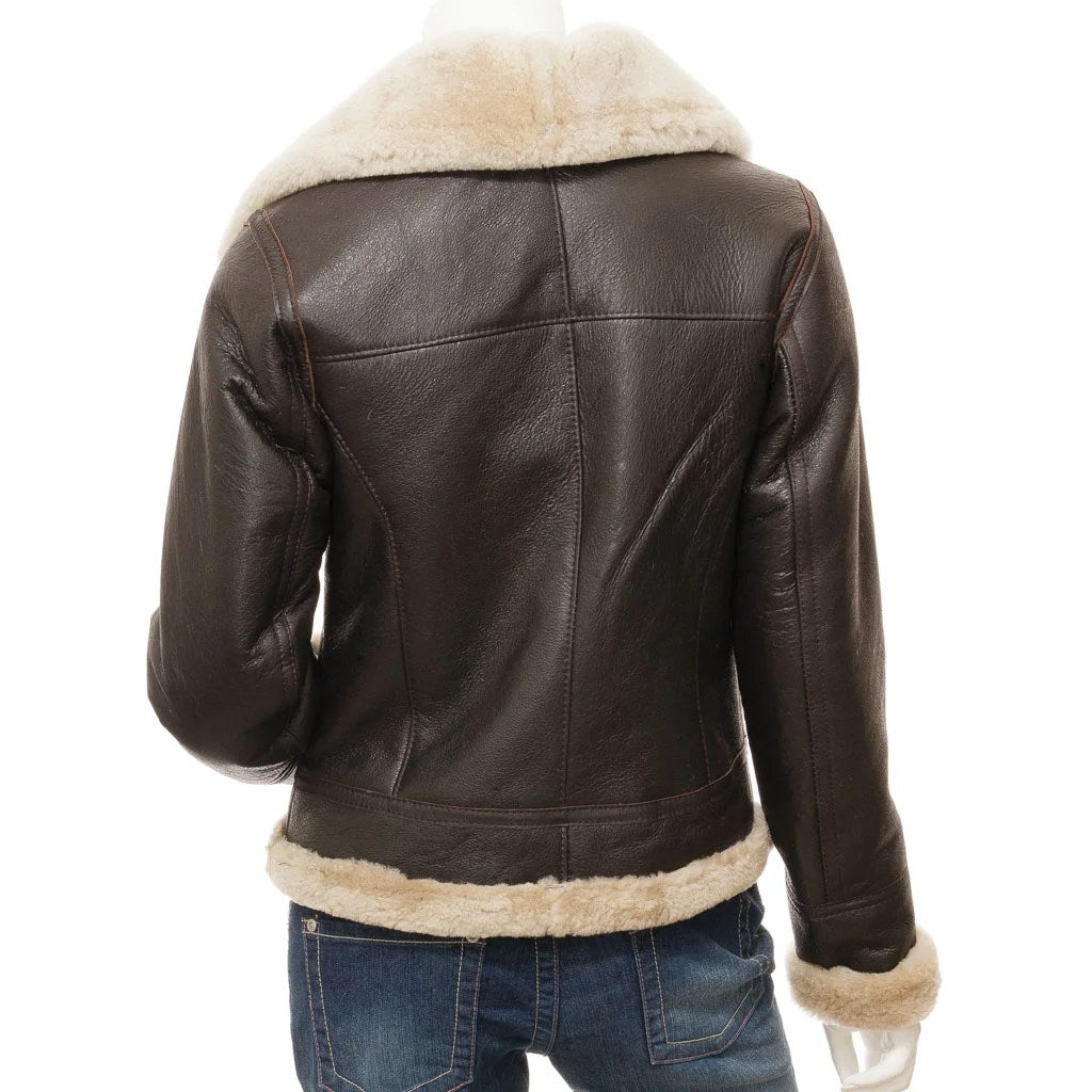 Women's Brown Sheepskin Aviator Jacket – Ennis