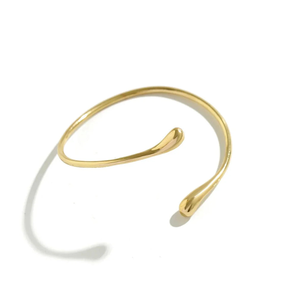 Simple Vintage Water Drop Open Cuff Arm Bangle - Silver or Gold