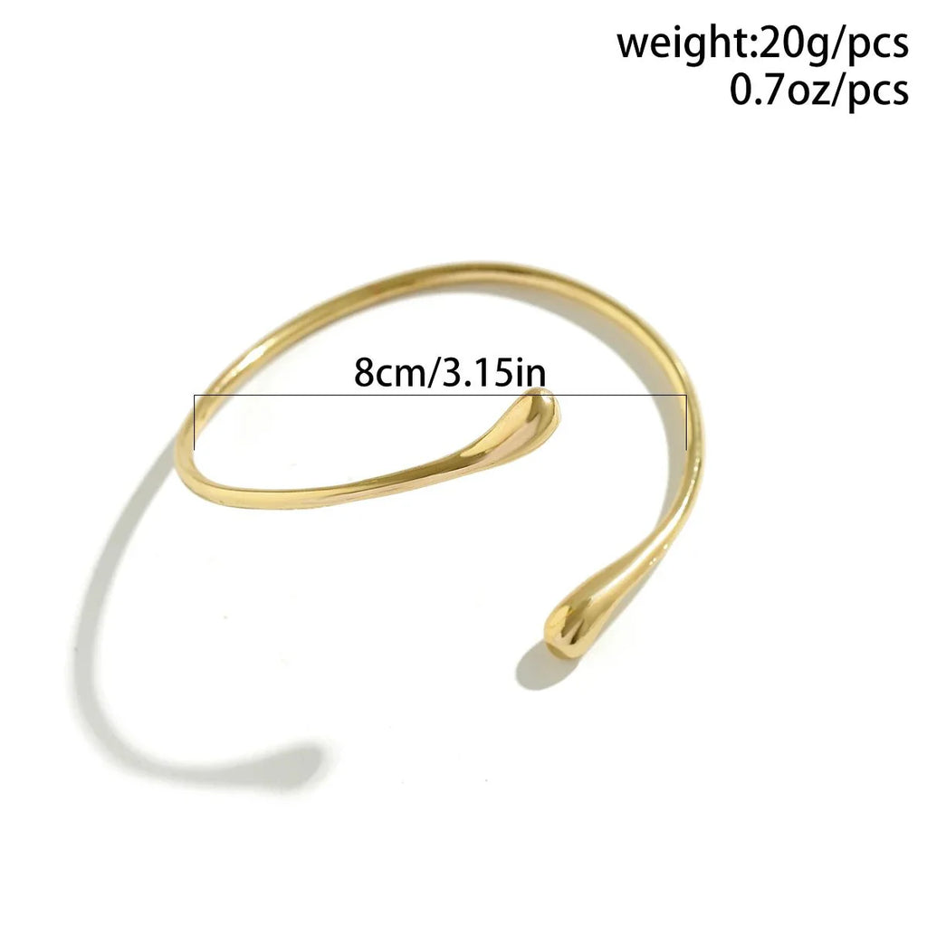 Simple Vintage Water Drop Open Cuff Arm Bangle - Silver or Gold