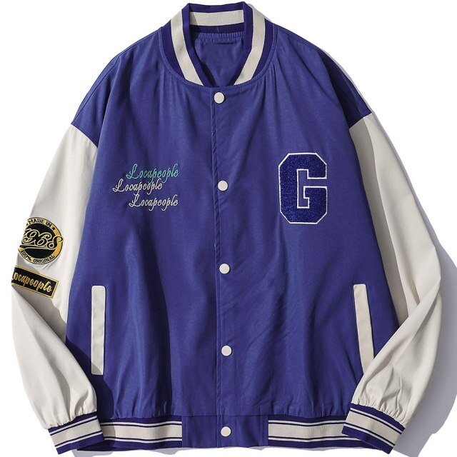 Baseball Jacket Men Cute Bear Patch Letter Embroidery Patchwork Streetwear Cozy High Street Retro Harajuku Varsity Coat