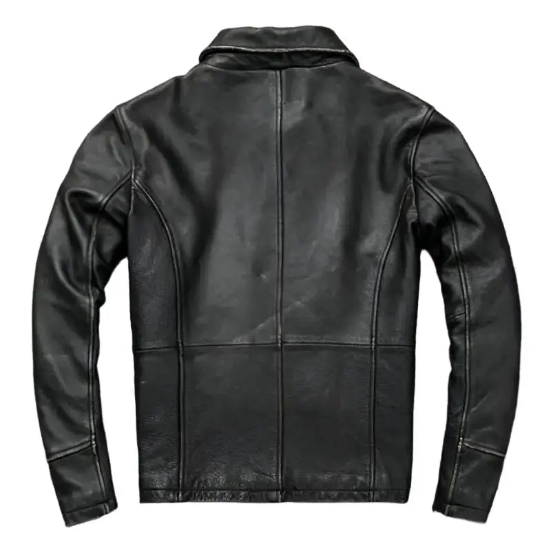 Men's Black Distressed Vintage Leather Cafe Racer Jacket