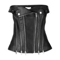 Women's Black Leather Corset Top
