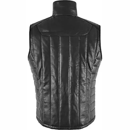 Mens Black Leather Sheepskin Vest