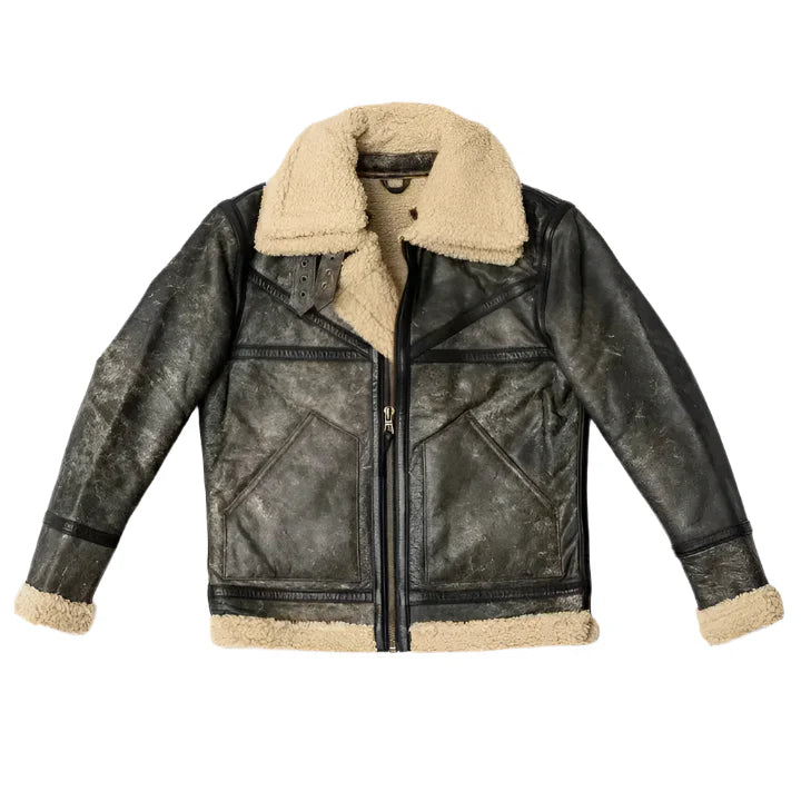 Mens Brown Sheepskin Aviator Jacket