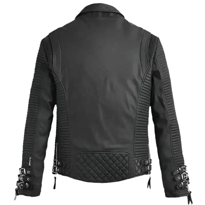 Mens Black Leather Biker Jacket