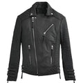 Mens Black Leather Biker Jacket