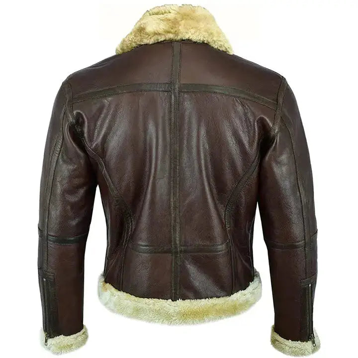 Mens Brown Shearling Aviator Jacket