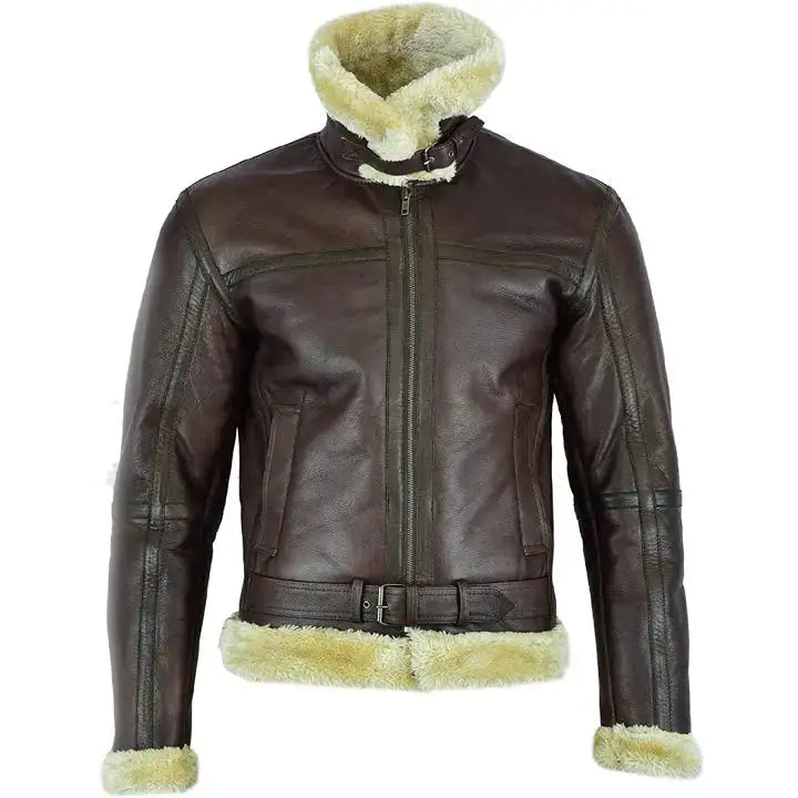 Mens Brown Shearling Aviator Jacket