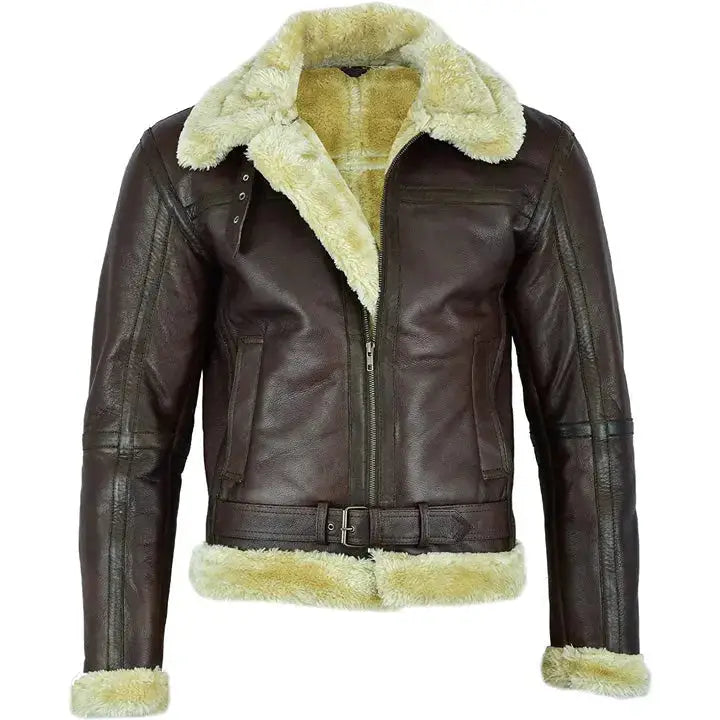 Mens Brown Shearling Aviator Jacket