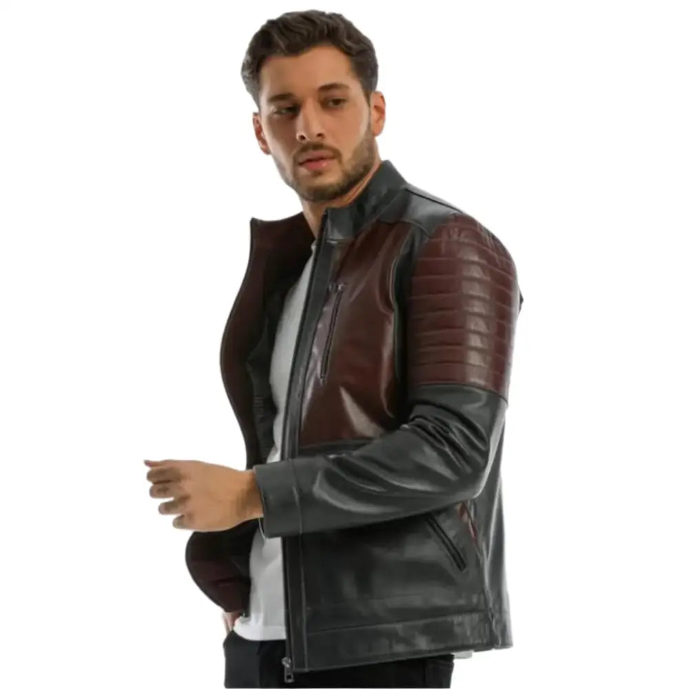 Mens Lamb Leather Winter Biker Jacket