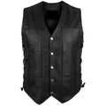 Men’s Black Leather Motorcycle Vest