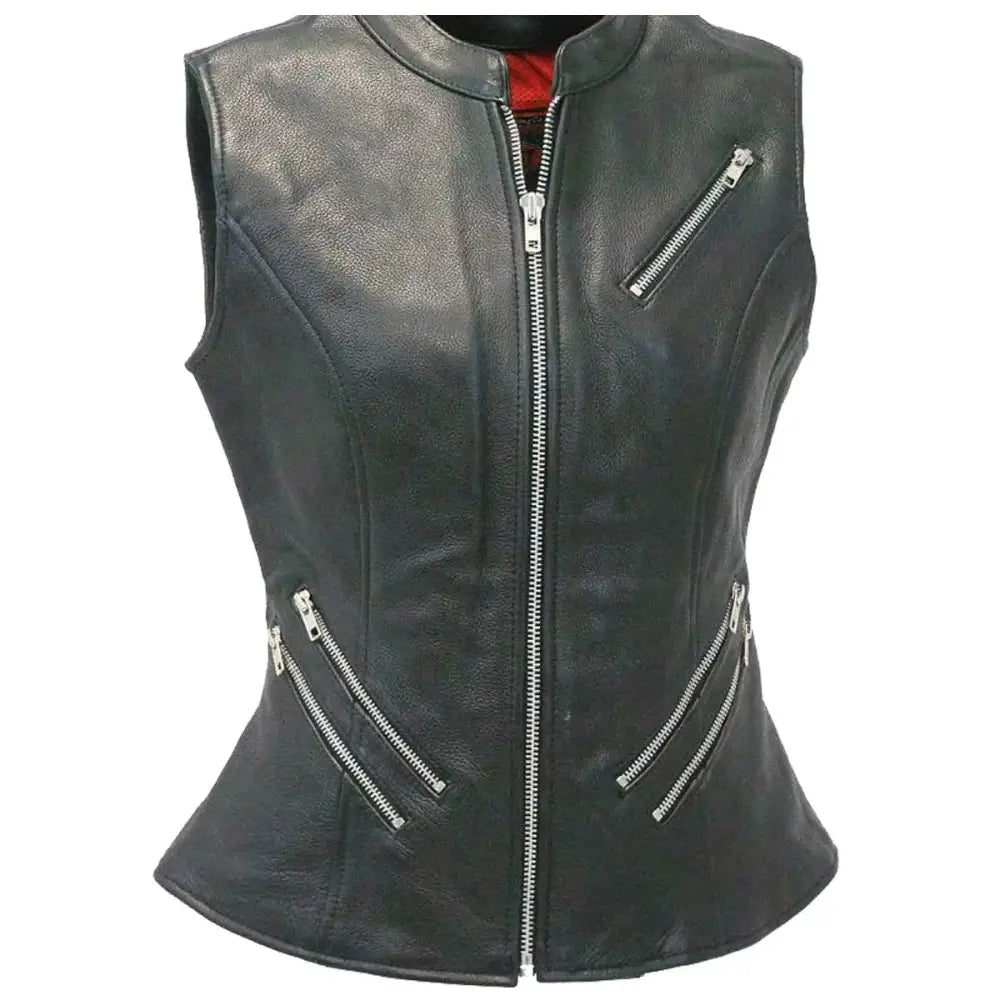 Women’s Premium Leather Motorcycle Vest